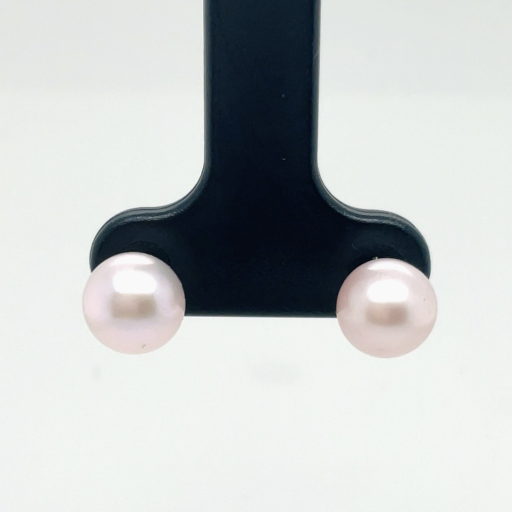 Sterling Silver Rose Pearl Stud Earrings