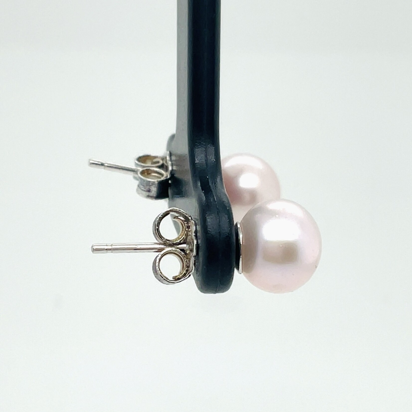 Sterling Silver Rose Pearl Stud Earrings