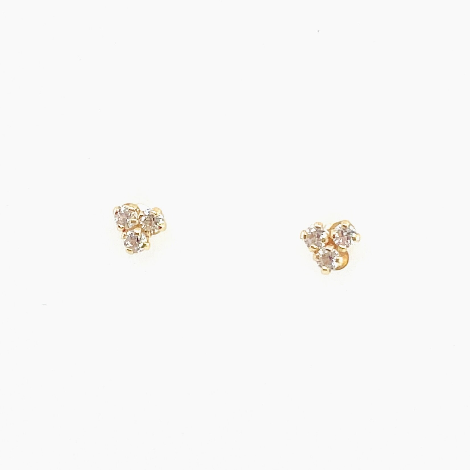 14 Kt Yellow Gold CZ Baby Stud Earrings