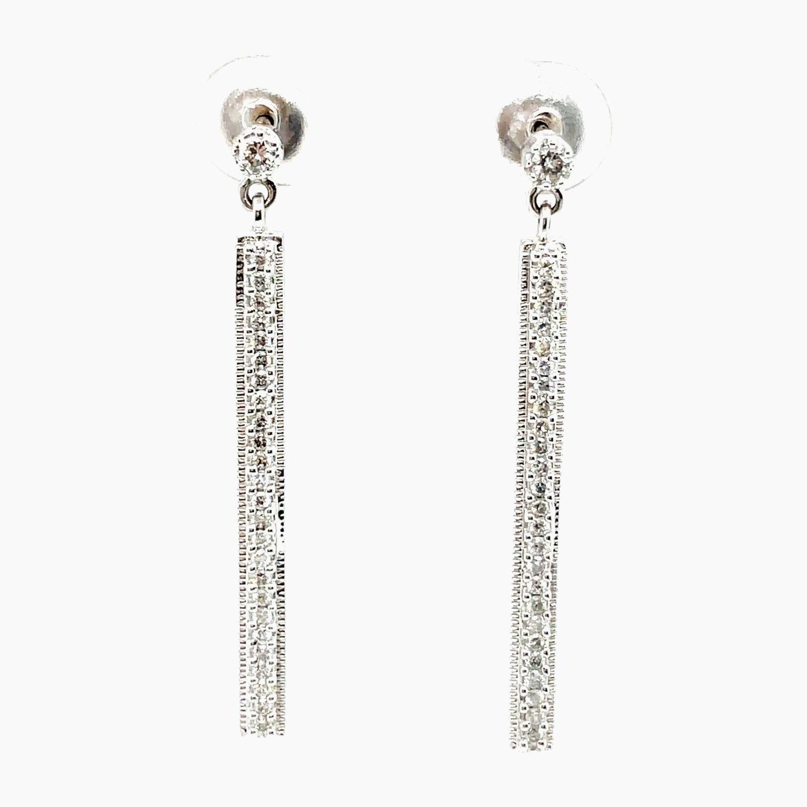 14k Diamond Bar Earrings .5 Ctw