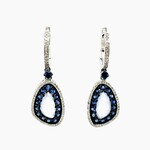 18 Kt Round Cut Sapphire Dangle Earrings .28 Ctw