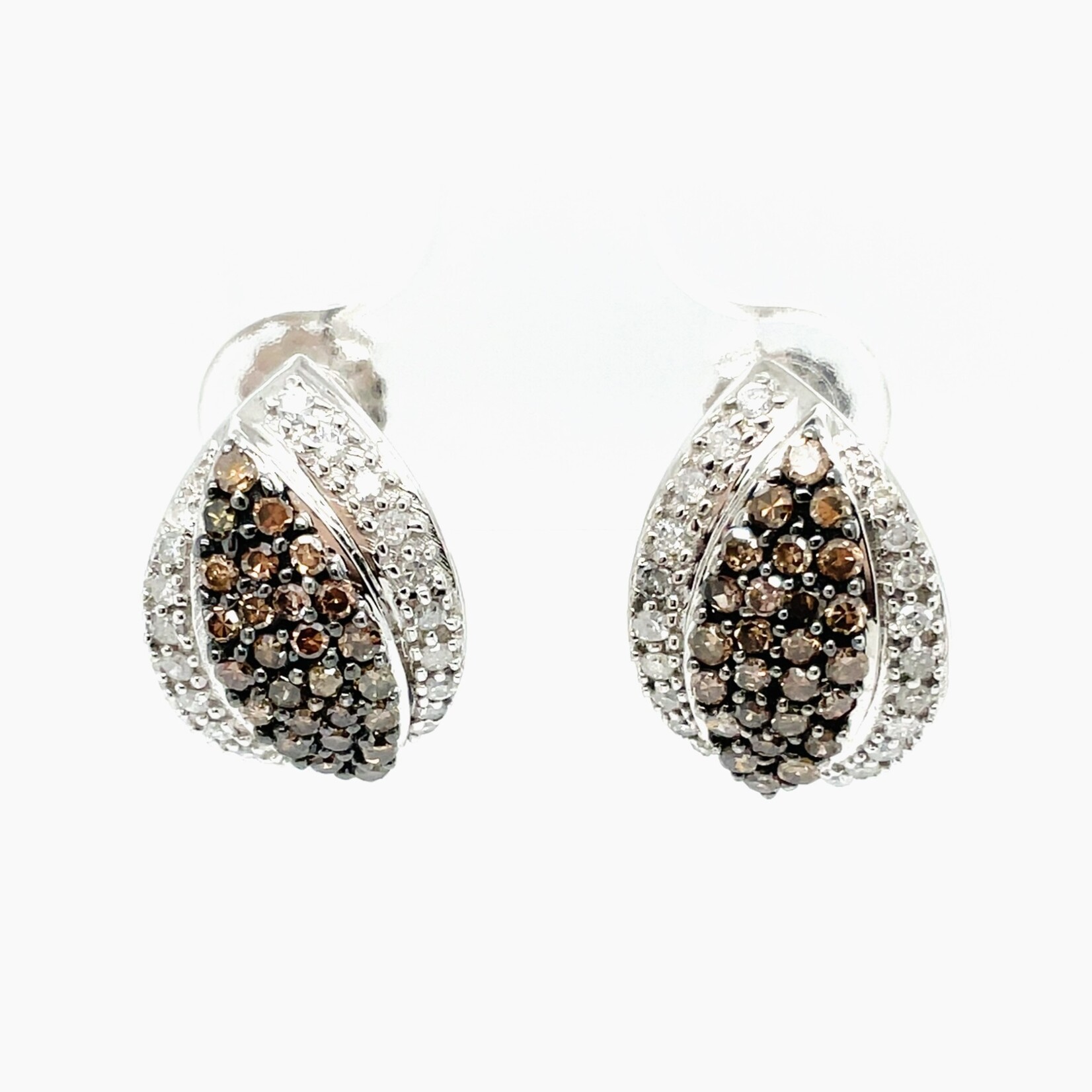 10 Kt WG Earrings Champagne Dia .6 Ctw