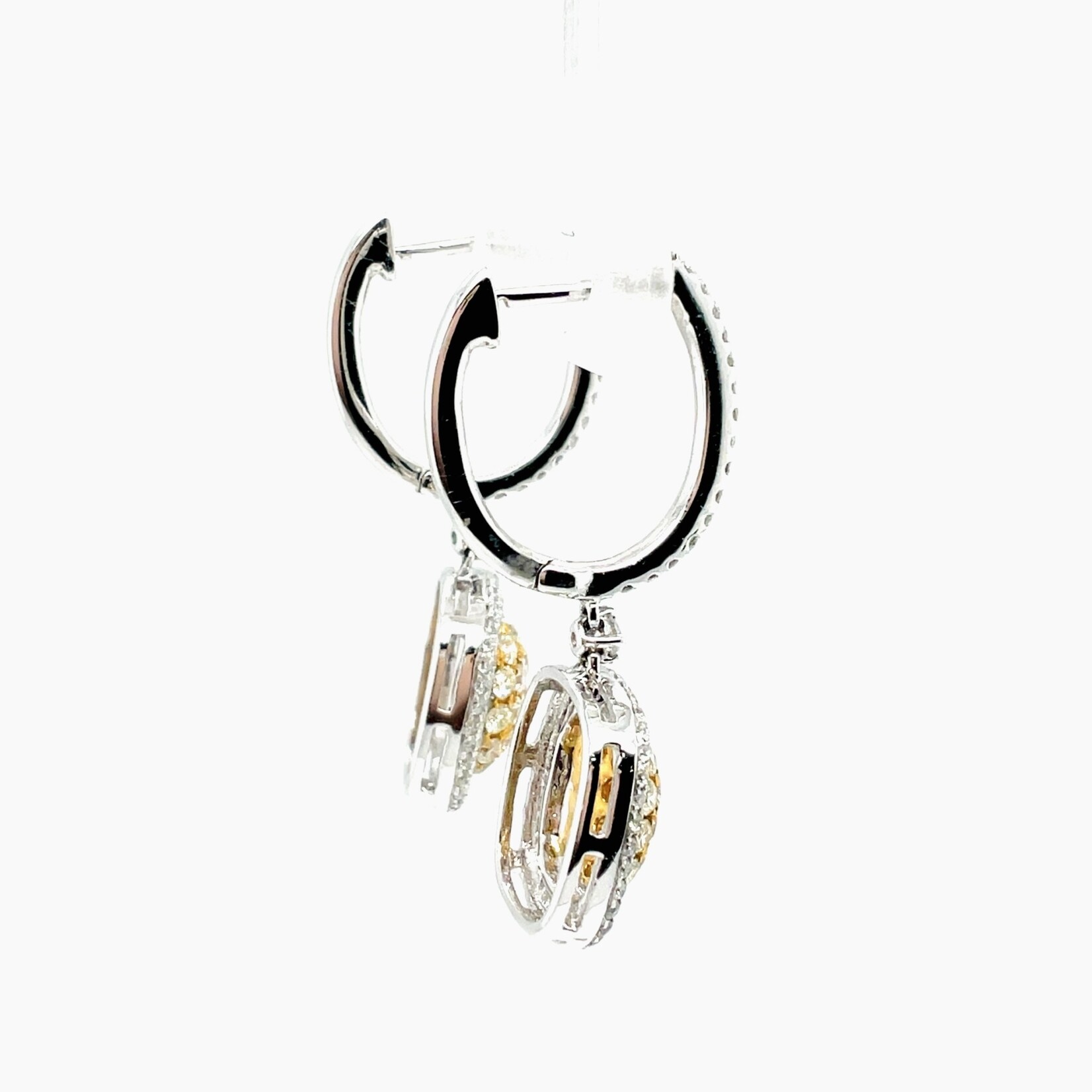 14 Kt Radiant Cut Diamond Dangle Earrings 1.24 Ctw