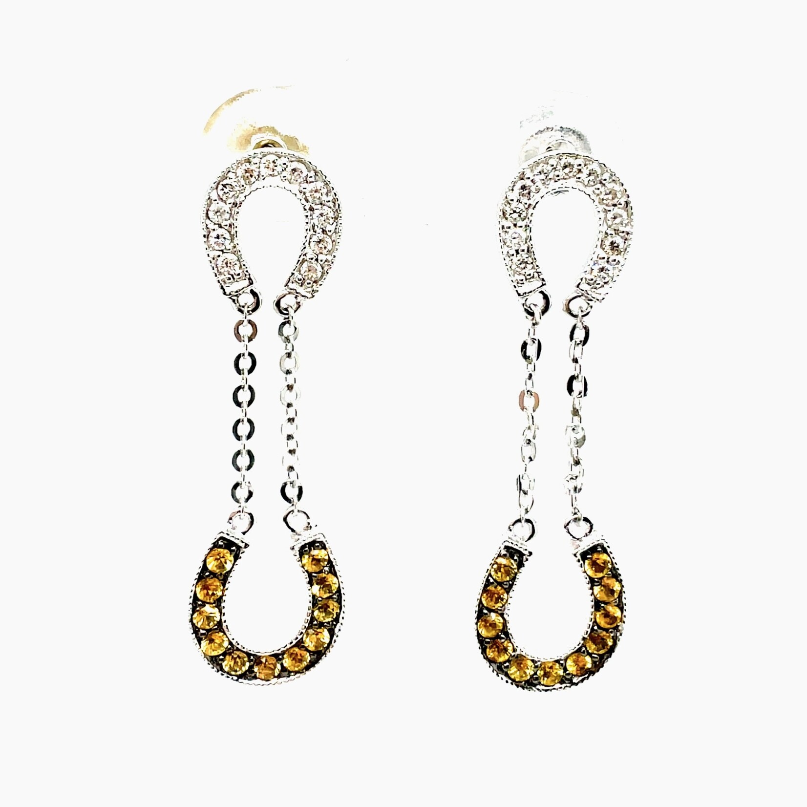 14 Kt Round Cut Diamond Dangle Earrings .3 Ctw