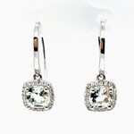 14k white gold Aqua/Diamond Dangle Earrings
