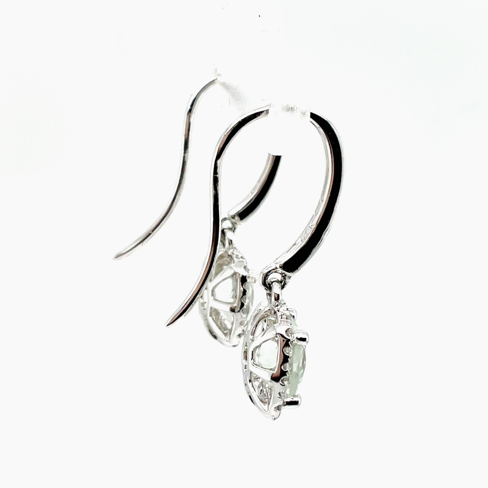 14k white gold Aqua/Diamond Dangle Earrings