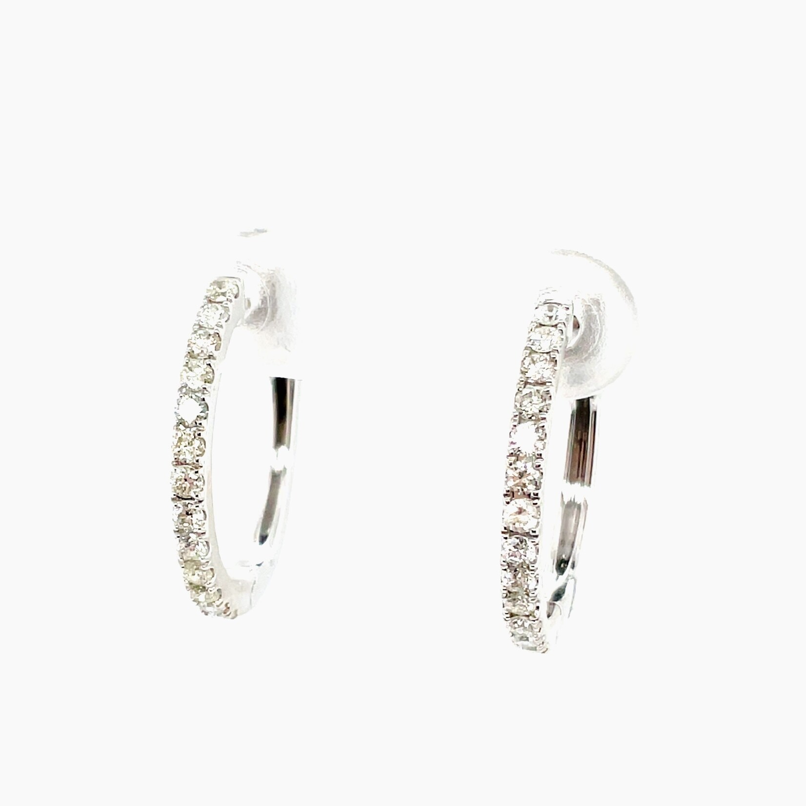 14KW Diamond Hoop Earrings .50 Ctw 26 RD 20MM