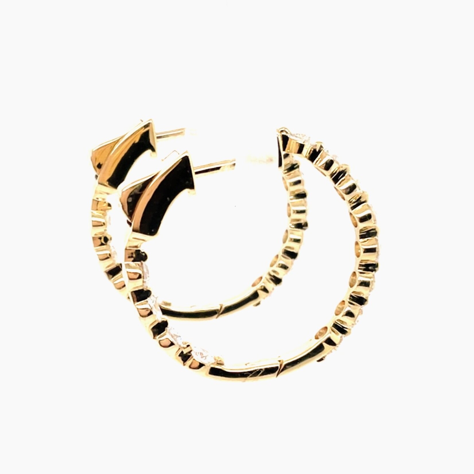 14KY Diamond In/Out Hoop Earrings 1.0 Ctw 16 RD 20MM