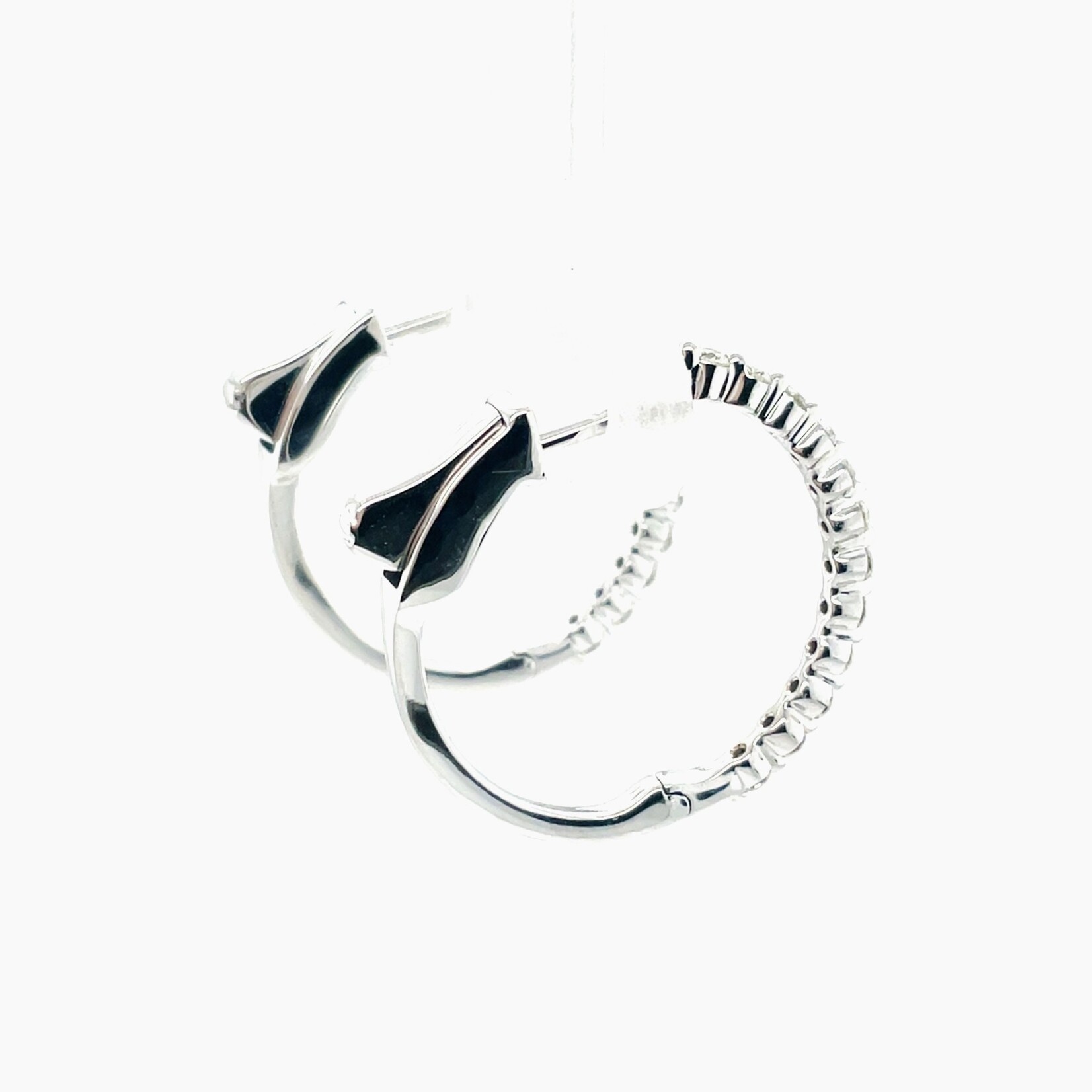 14KW Diamond Hoop Earrings .35 Ctw 24RD 21MM