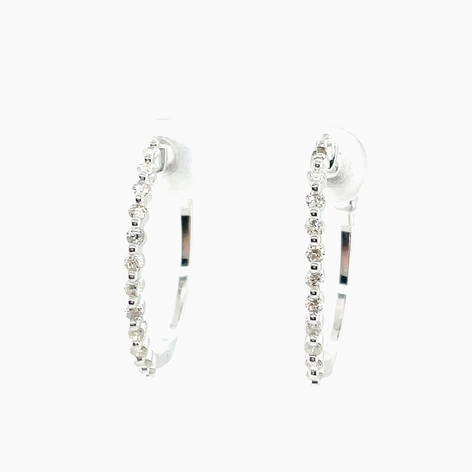 14KW Diamond Hoop Earrings .50 Ctw 26 RD 20MM