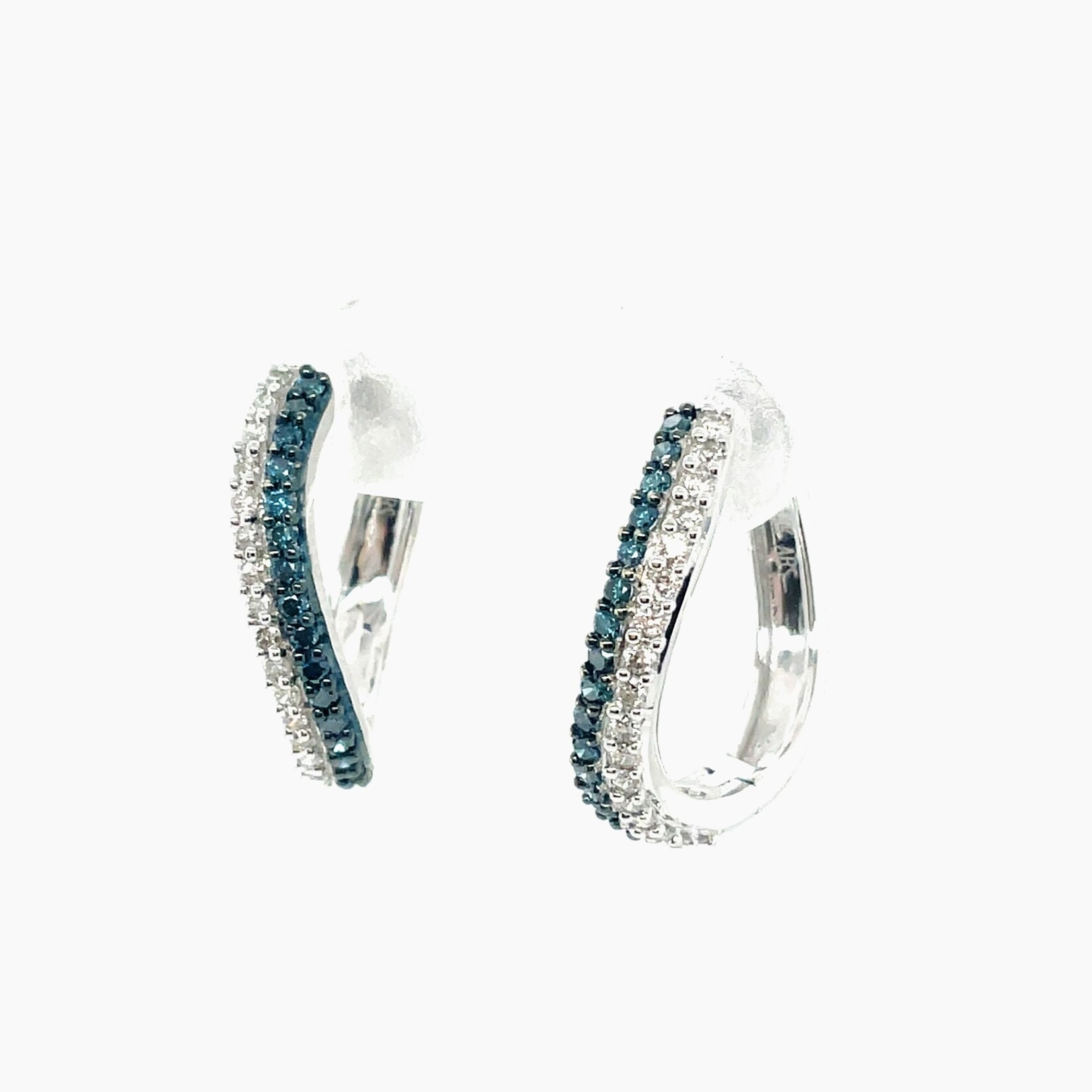 10 Kt WG Round Cut Diamond .75 Ctw Hoop Earrings