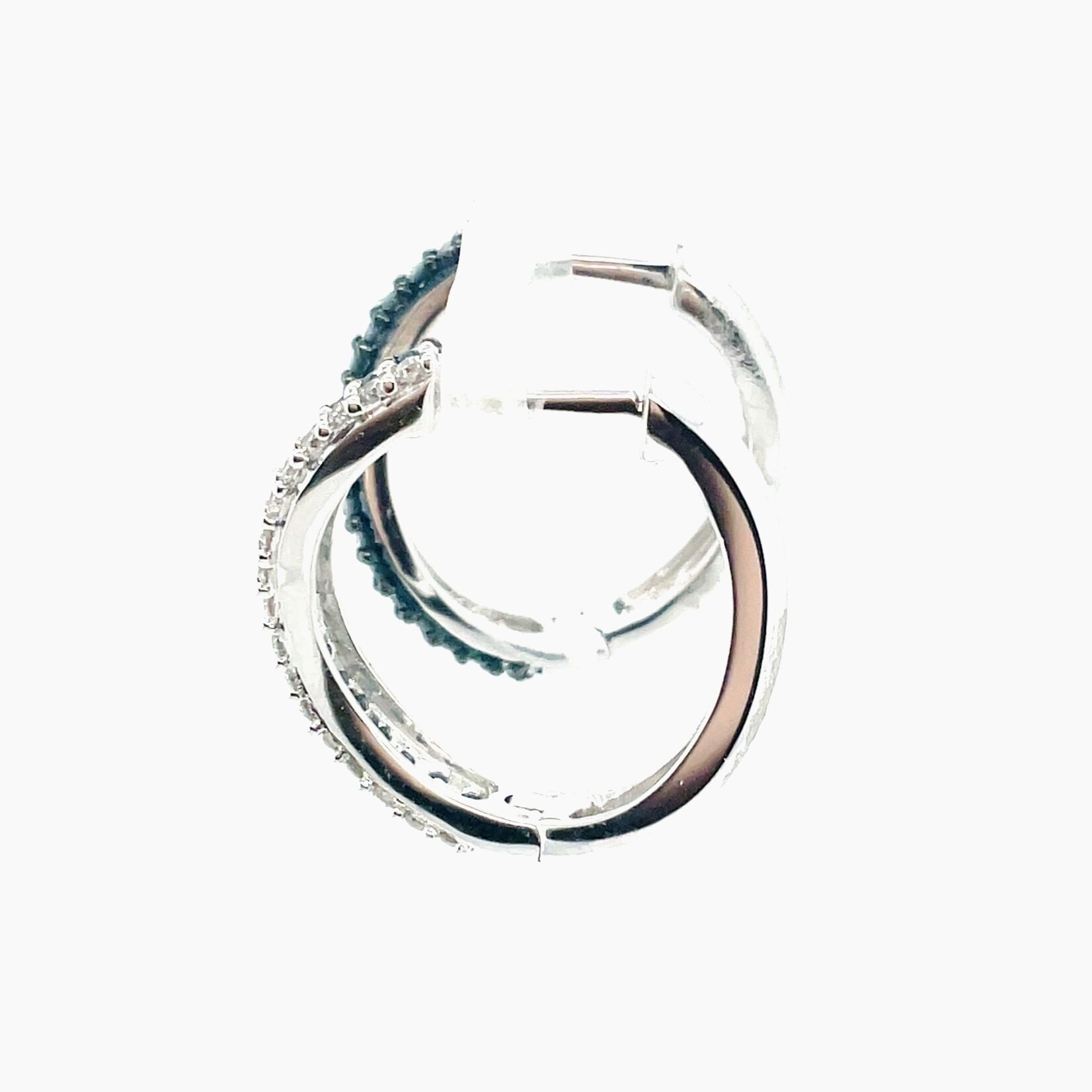 10 Kt WG Round Cut Diamond .75 Ctw Hoop Earrings