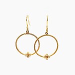 FC Creations 18k Yellow Gold Dangle Hoop Earrings 1" 3.5 Gr.