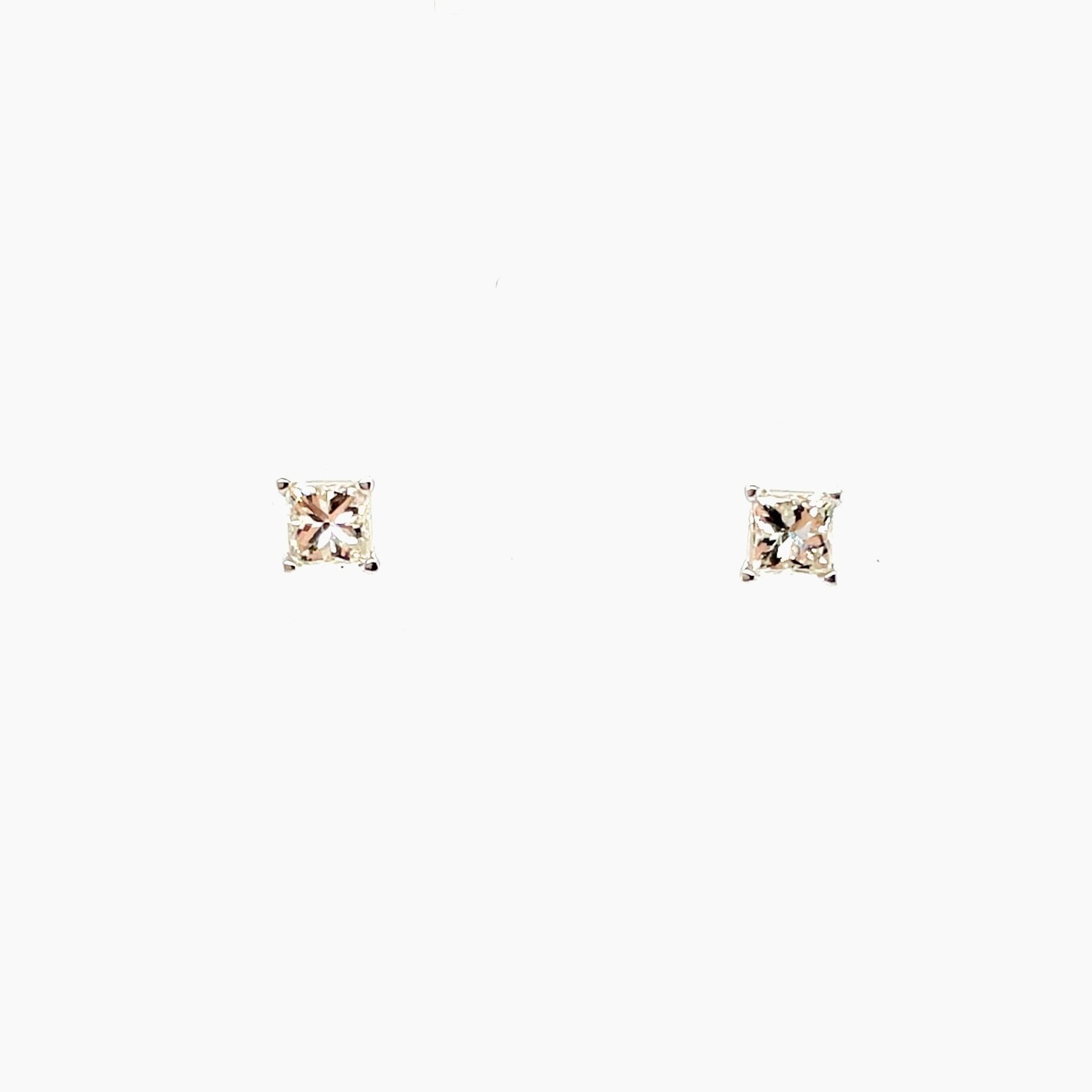 14 Kt Princess Cut Diamond Ear .18 ct ea H, VS1