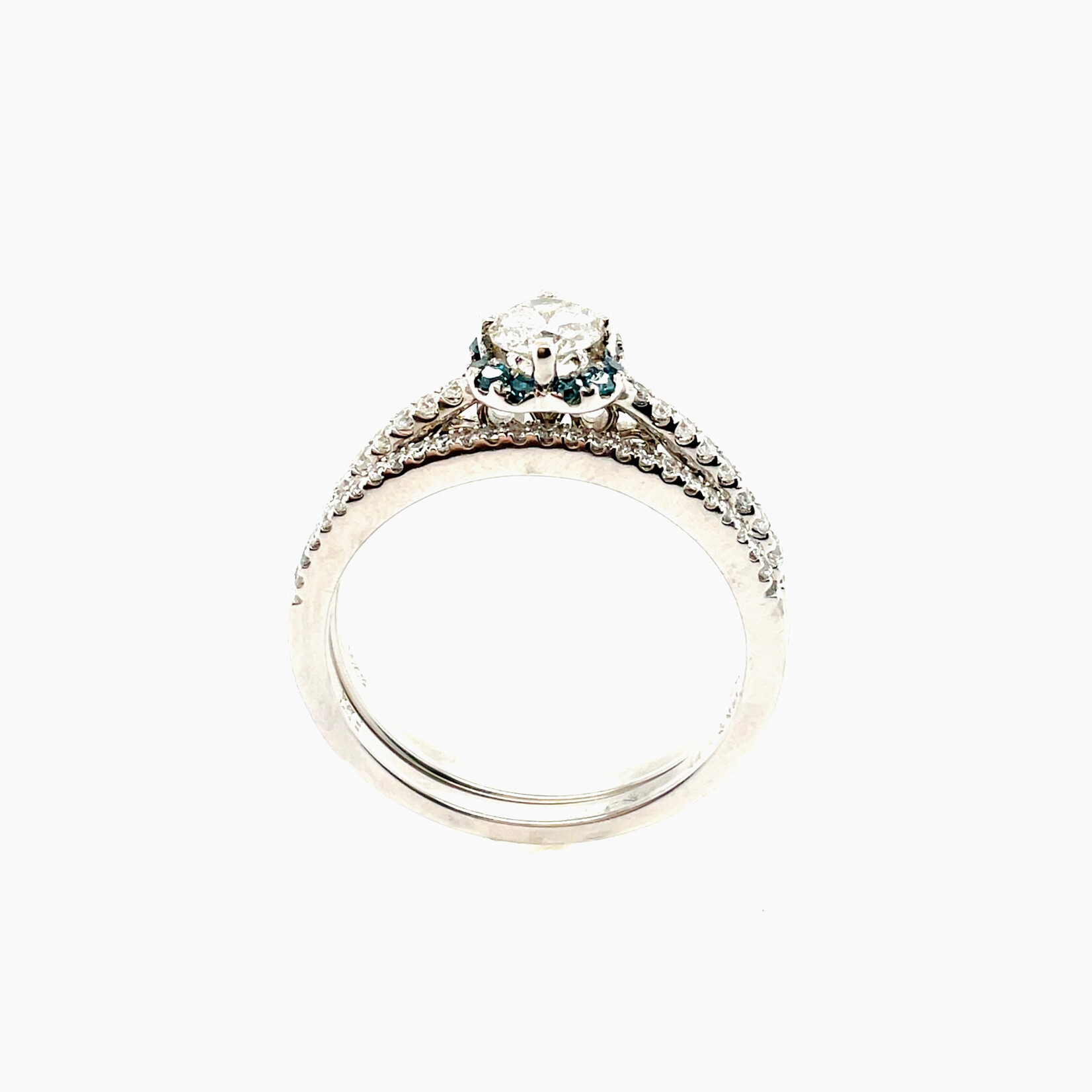 14 Kt White Gold DiamondTwo-Ring Wedding Set  .6300 Ctw, Size 6.5