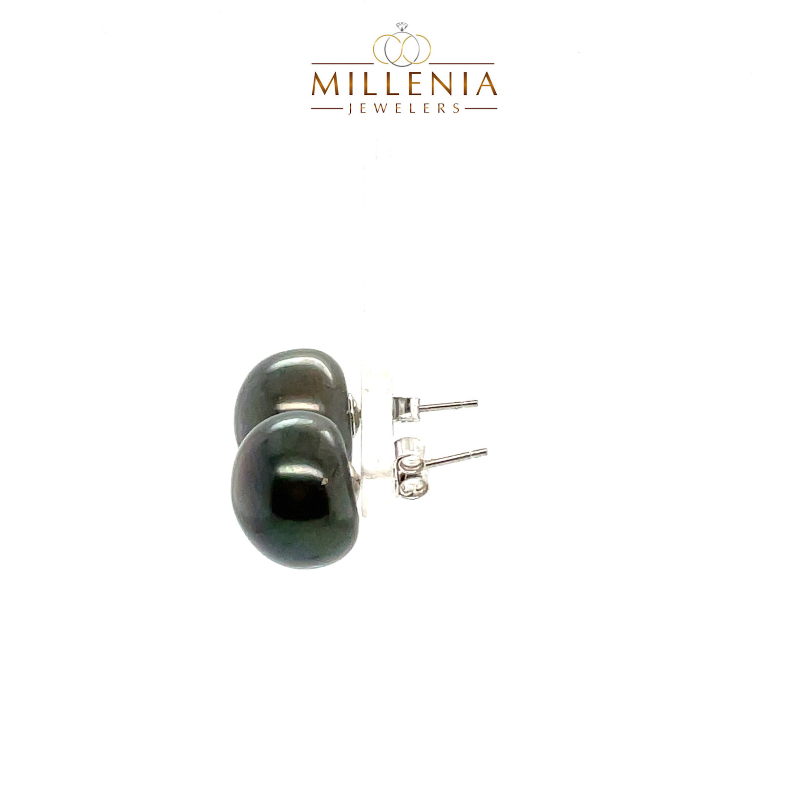 Sterling Silver Black Pearl 13mm Earrings