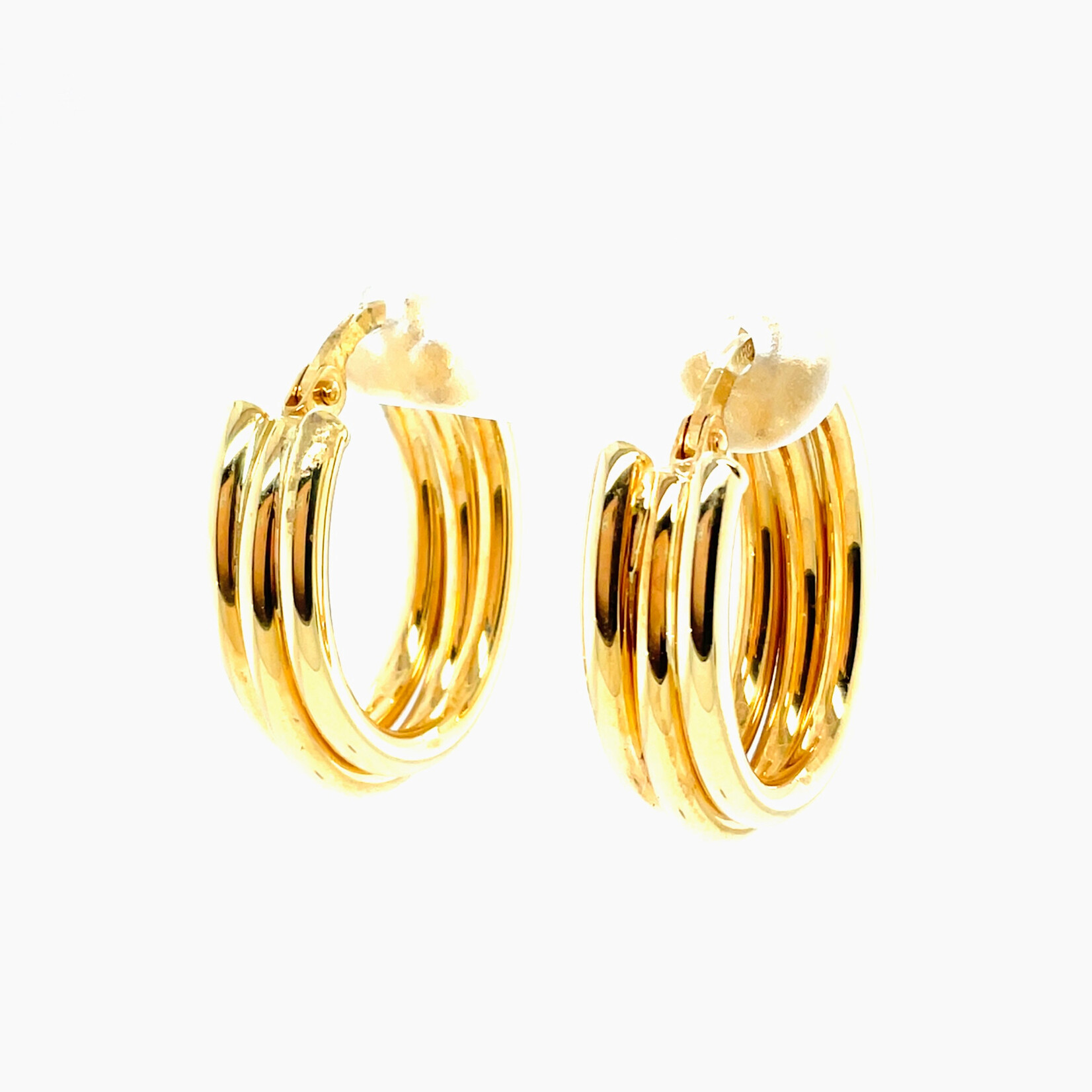 14KY 3x15MM Triple Oval Hoop Earrings