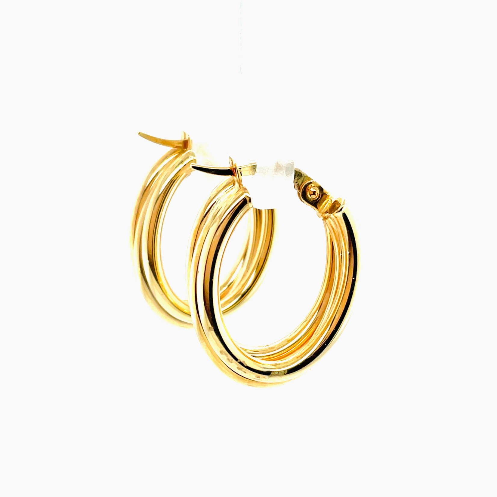 14KY 3x15MM Triple Oval Hoop Earrings