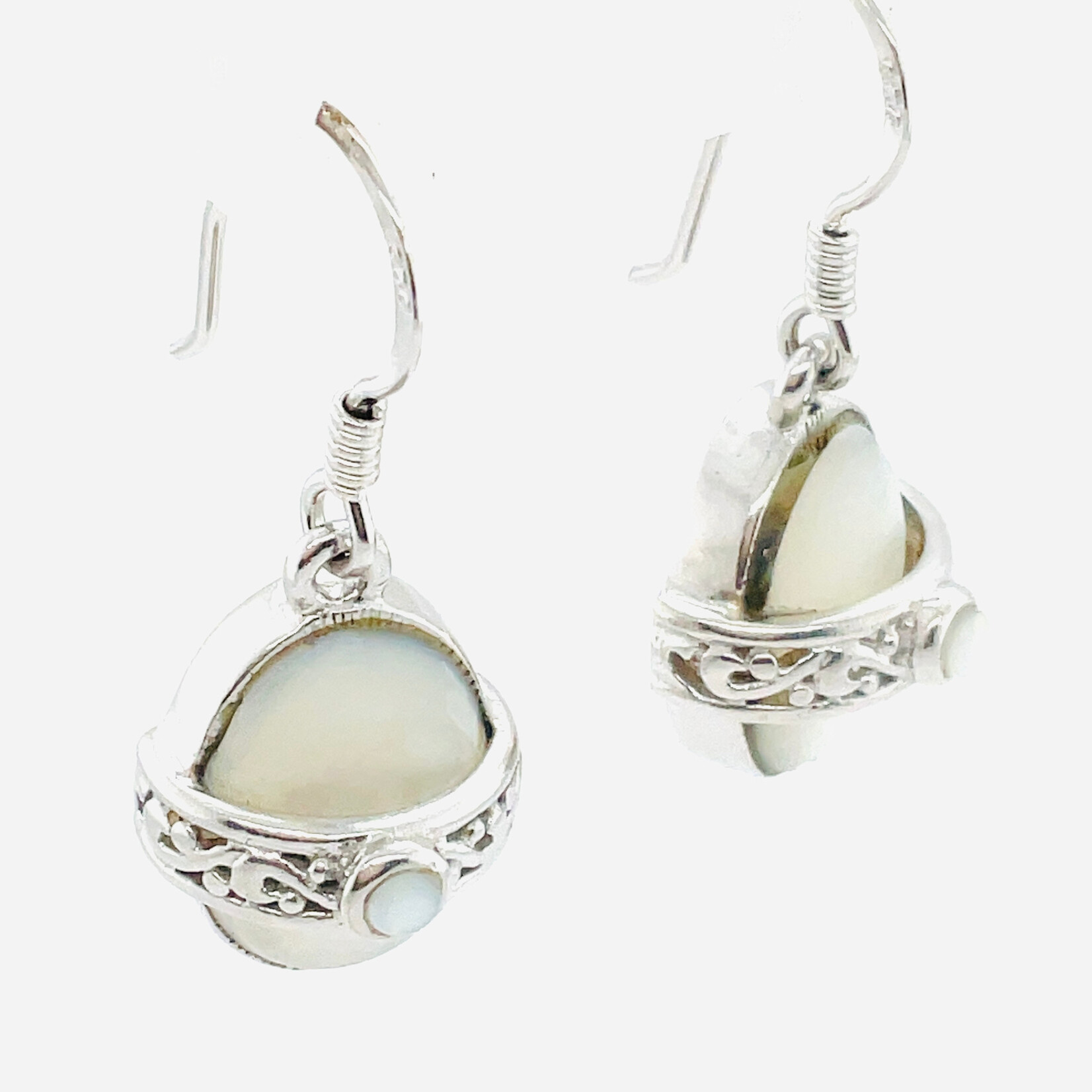 Sterling Silver & Moonstone Swirl Rope Earrings