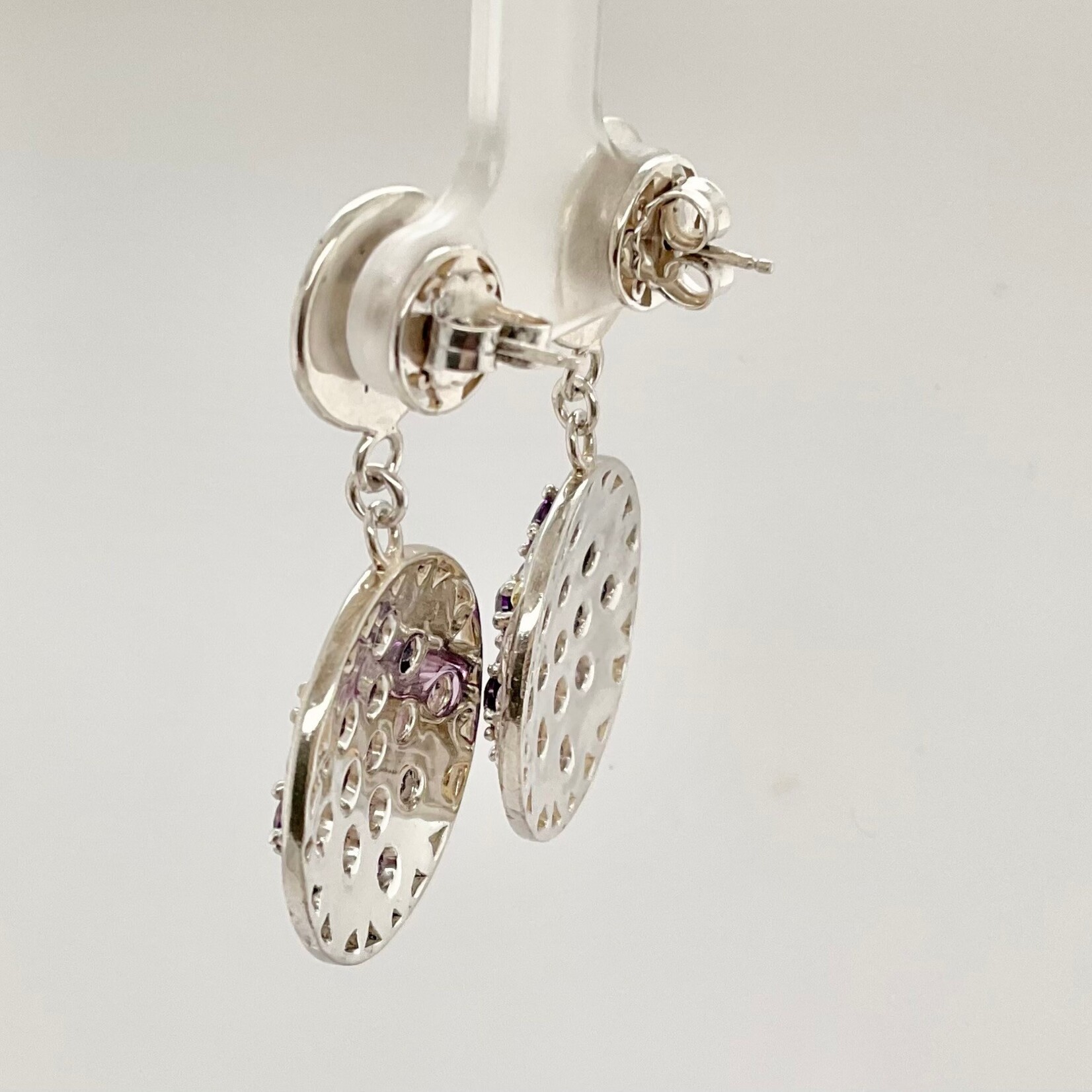 Sterling Silver & Gold 18K Amethyst Earrings