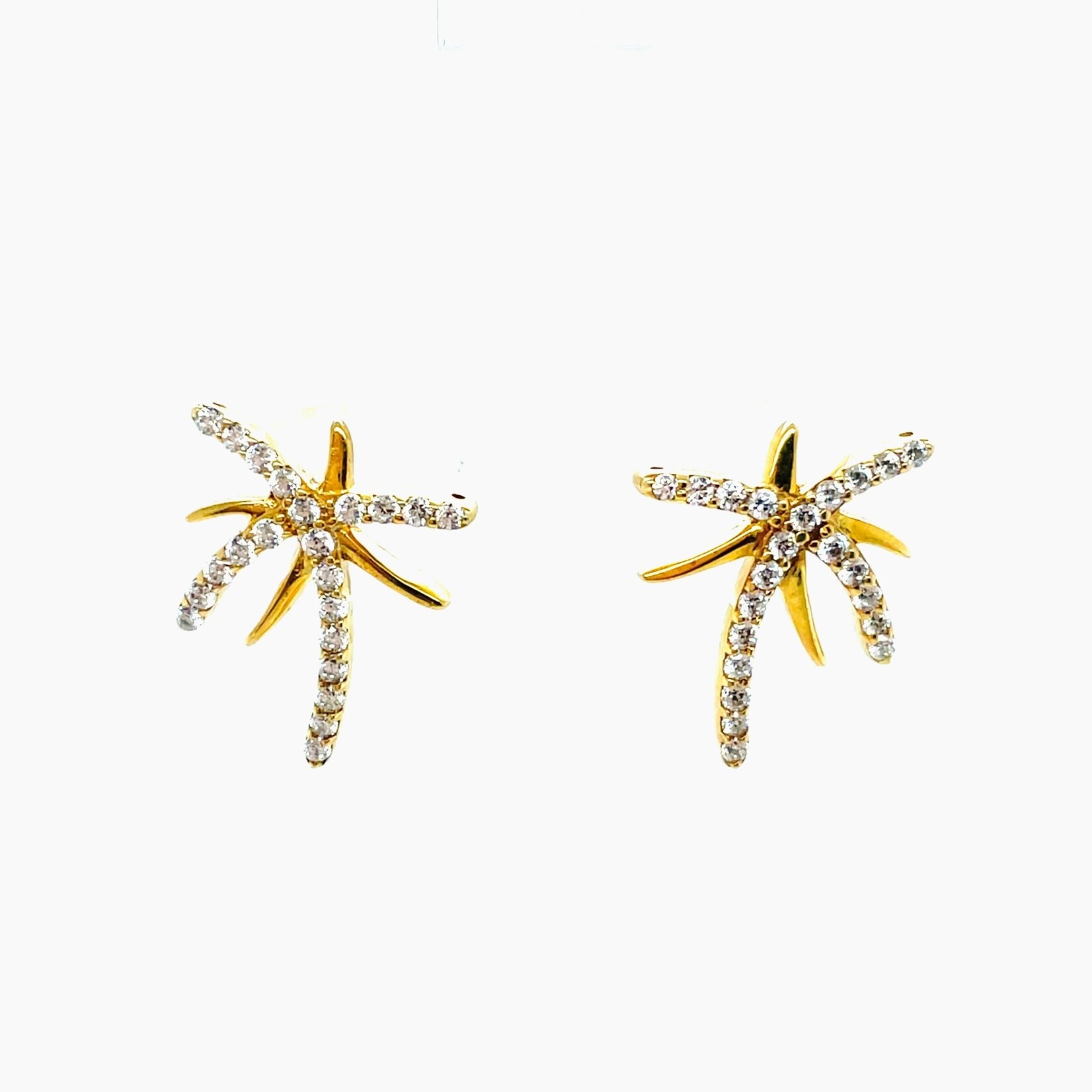 Silver Gold Plated Star Fish CZ Earrings