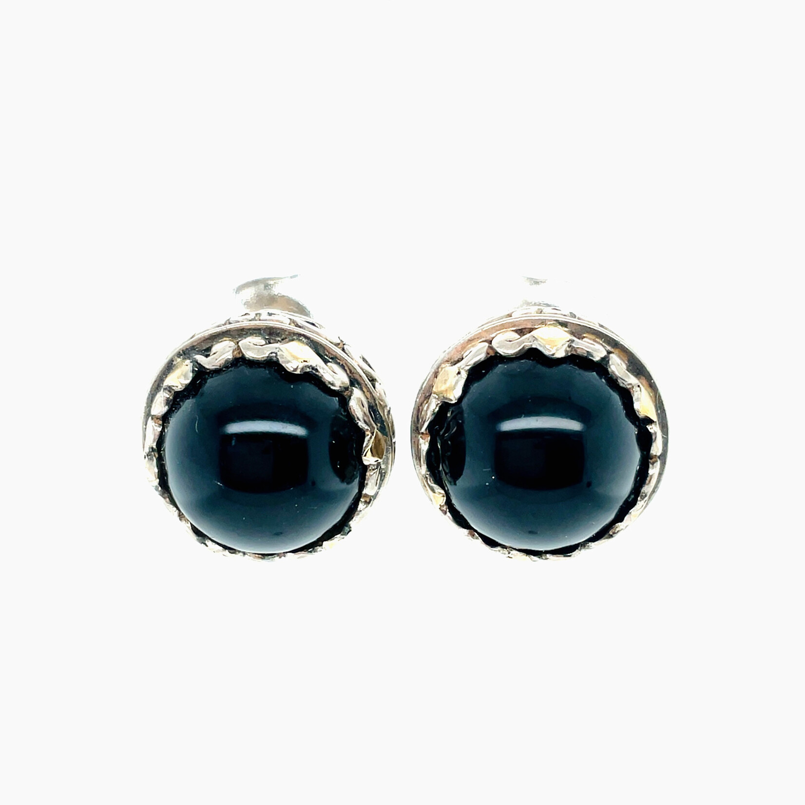 Ladies Sterling Silver Onyx Earrings