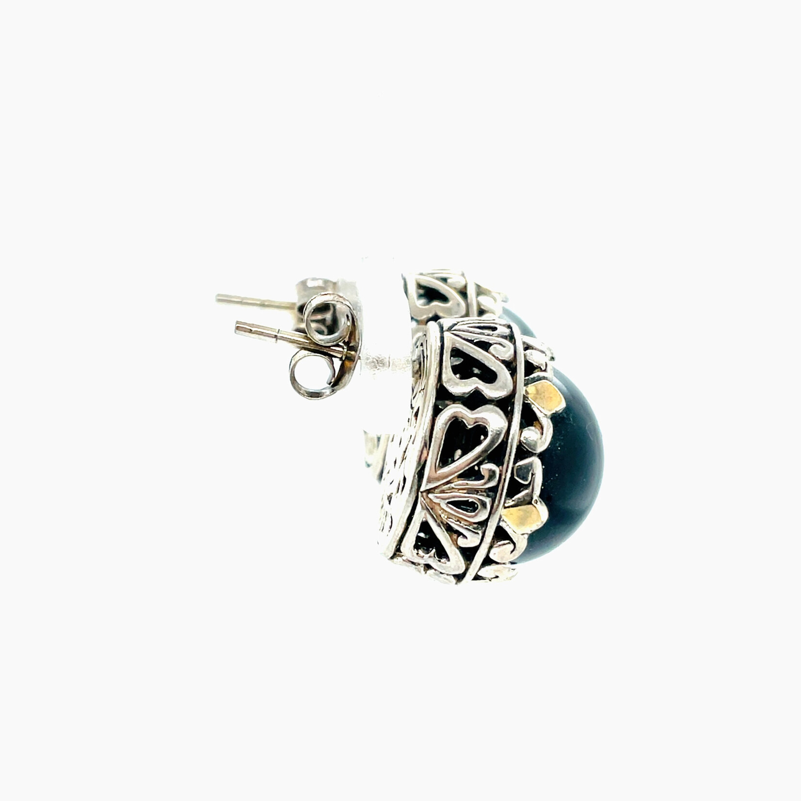 Ladies Sterling Silver Onyx Earrings