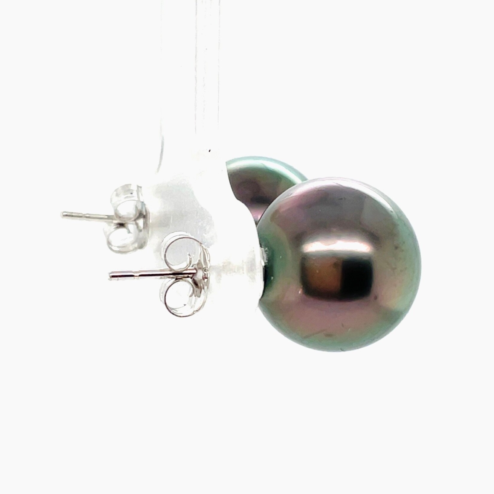 14KT WG 11mm Tahitian Pearl Earrings
