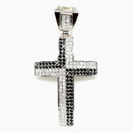 Sterling Silver CZ & Onyx Pave Cross
