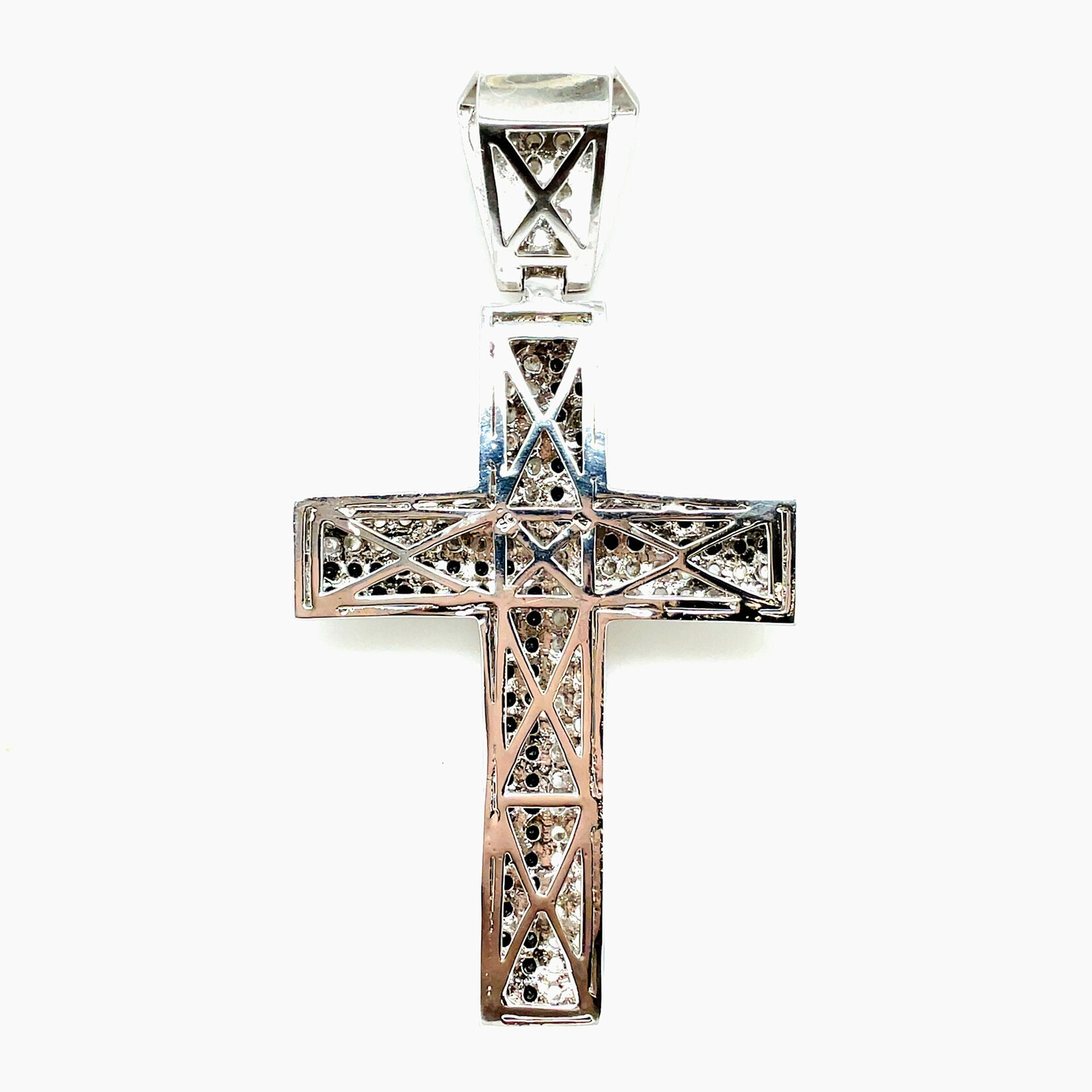 Sterling Silver CZ & Onyx Pave Cross