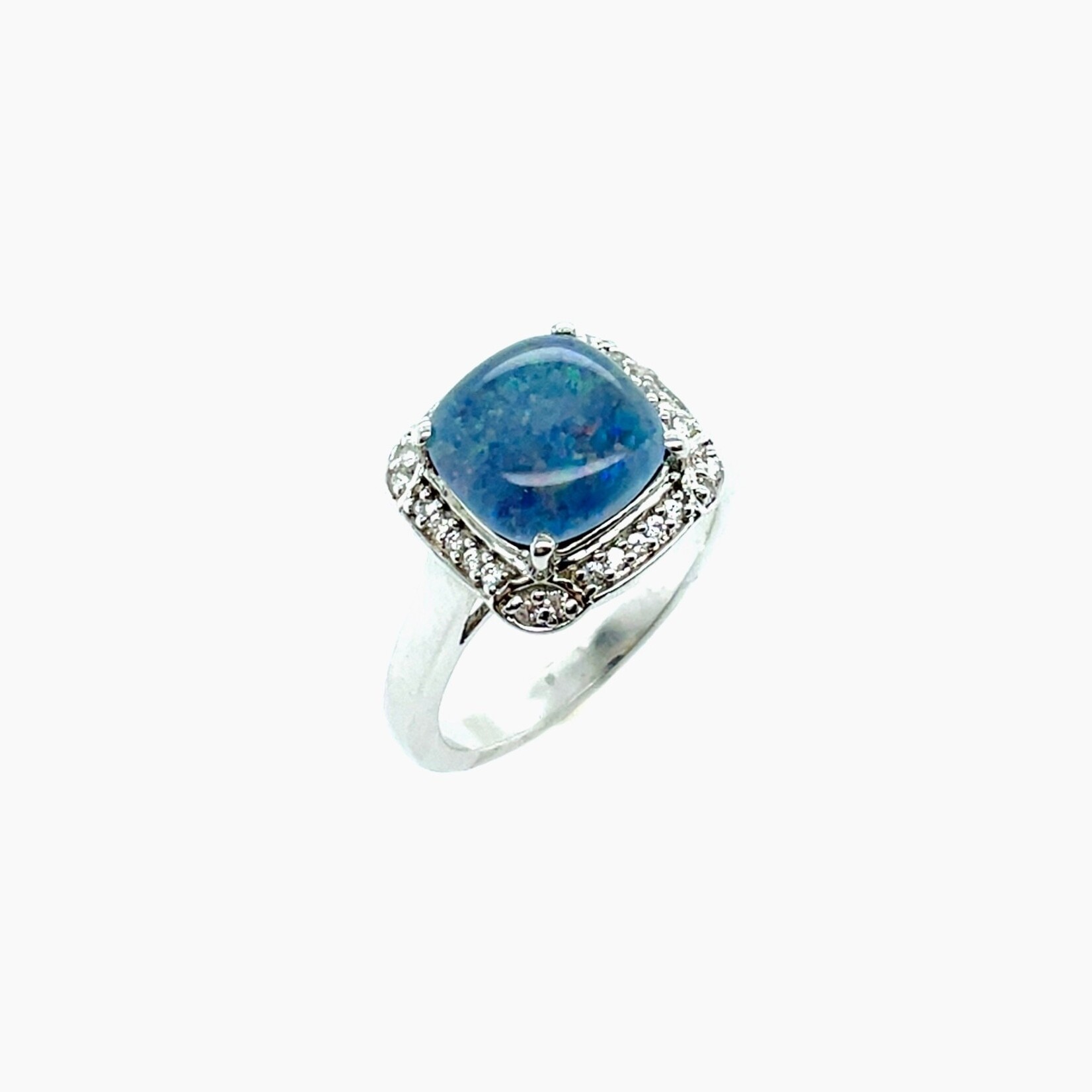 Silver White Opal Ring, Size 7