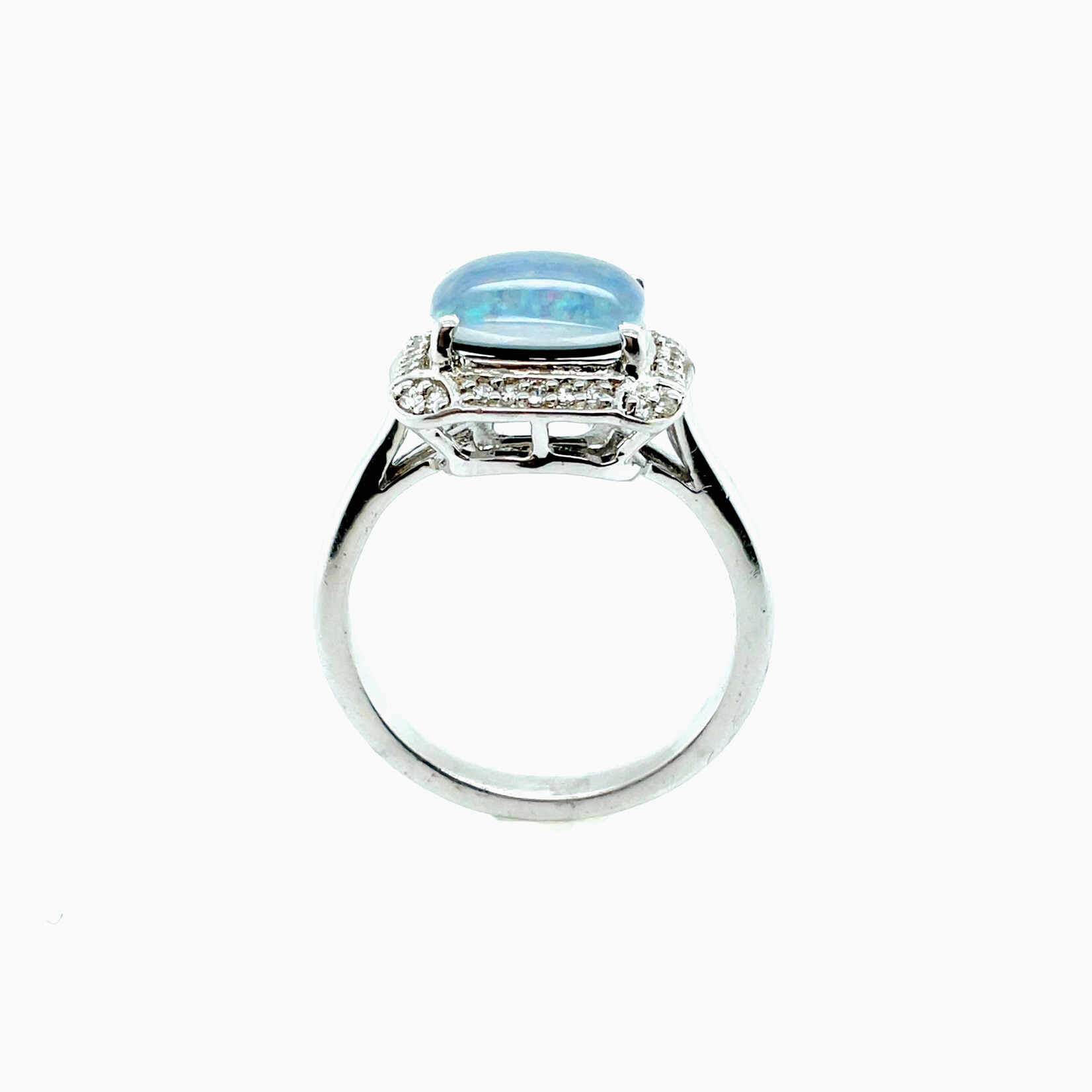 Silver White Opal Ring, Size 7