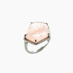 Silver Rose Quartz Ring, Size 7
