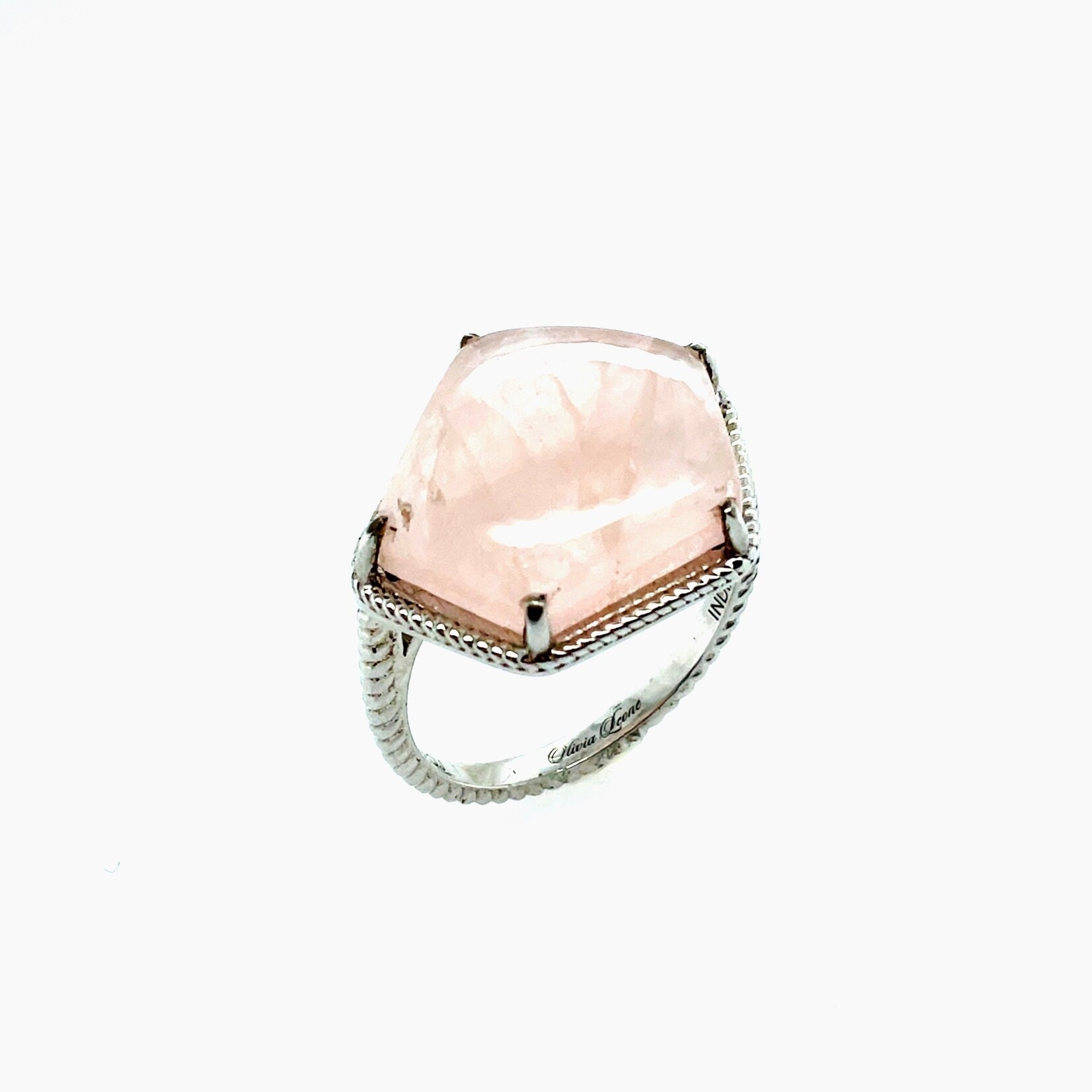 Silver Rose Quartz Ring, Size 7