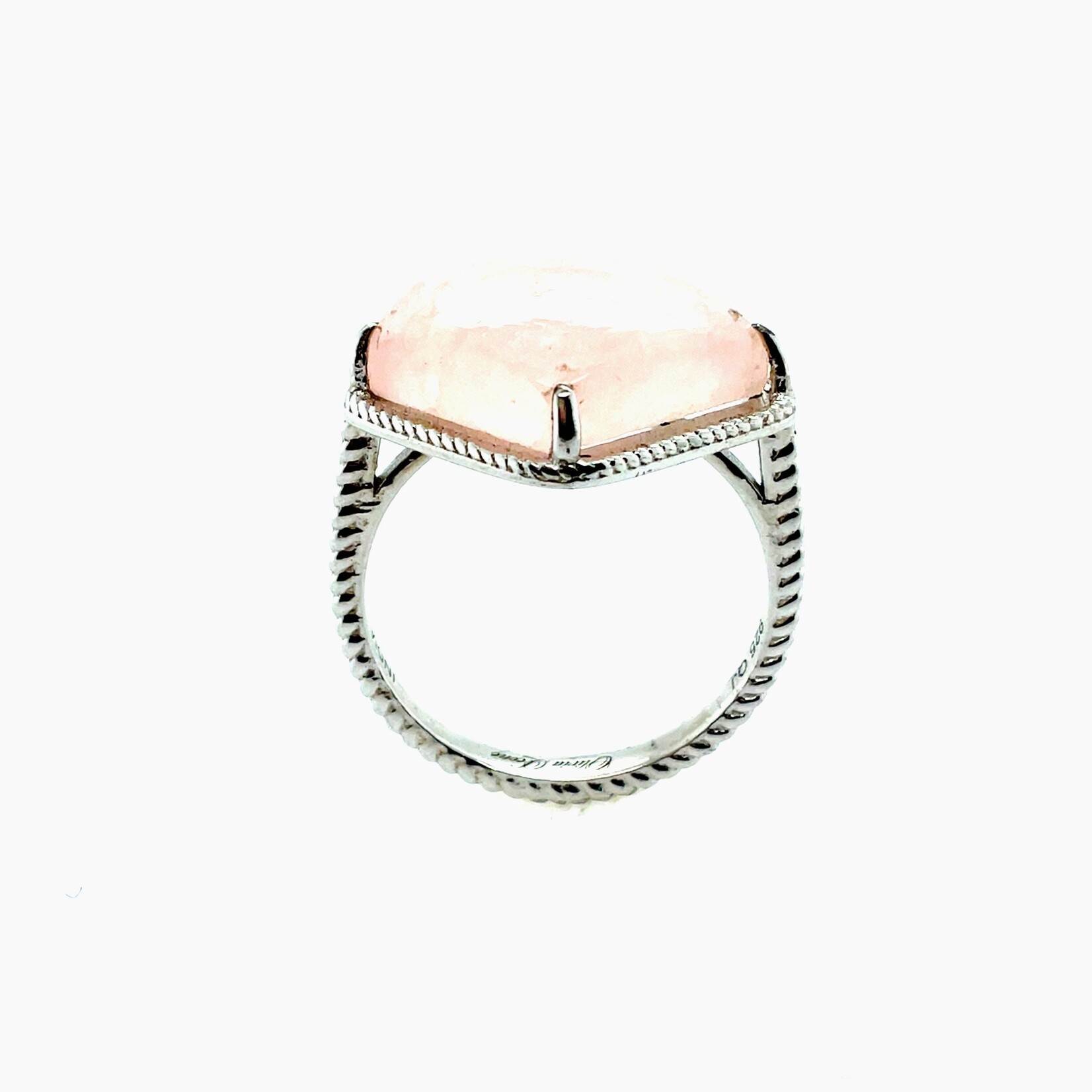 Silver Rose Quartz Ring, Size 7