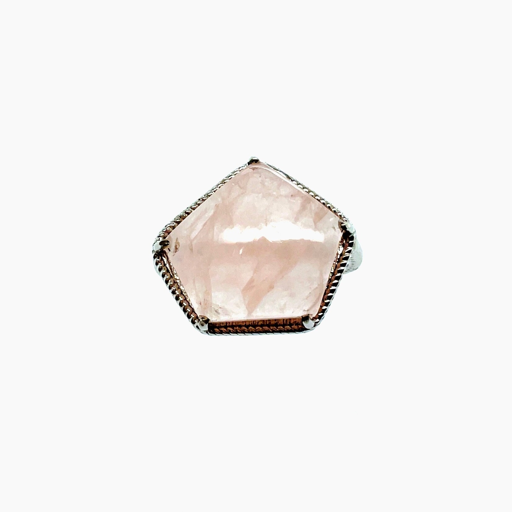 Silver Rose Quartz Ring, Size 7