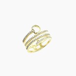 Silver Gold Plated CZ Layered Ring, Size 6.75