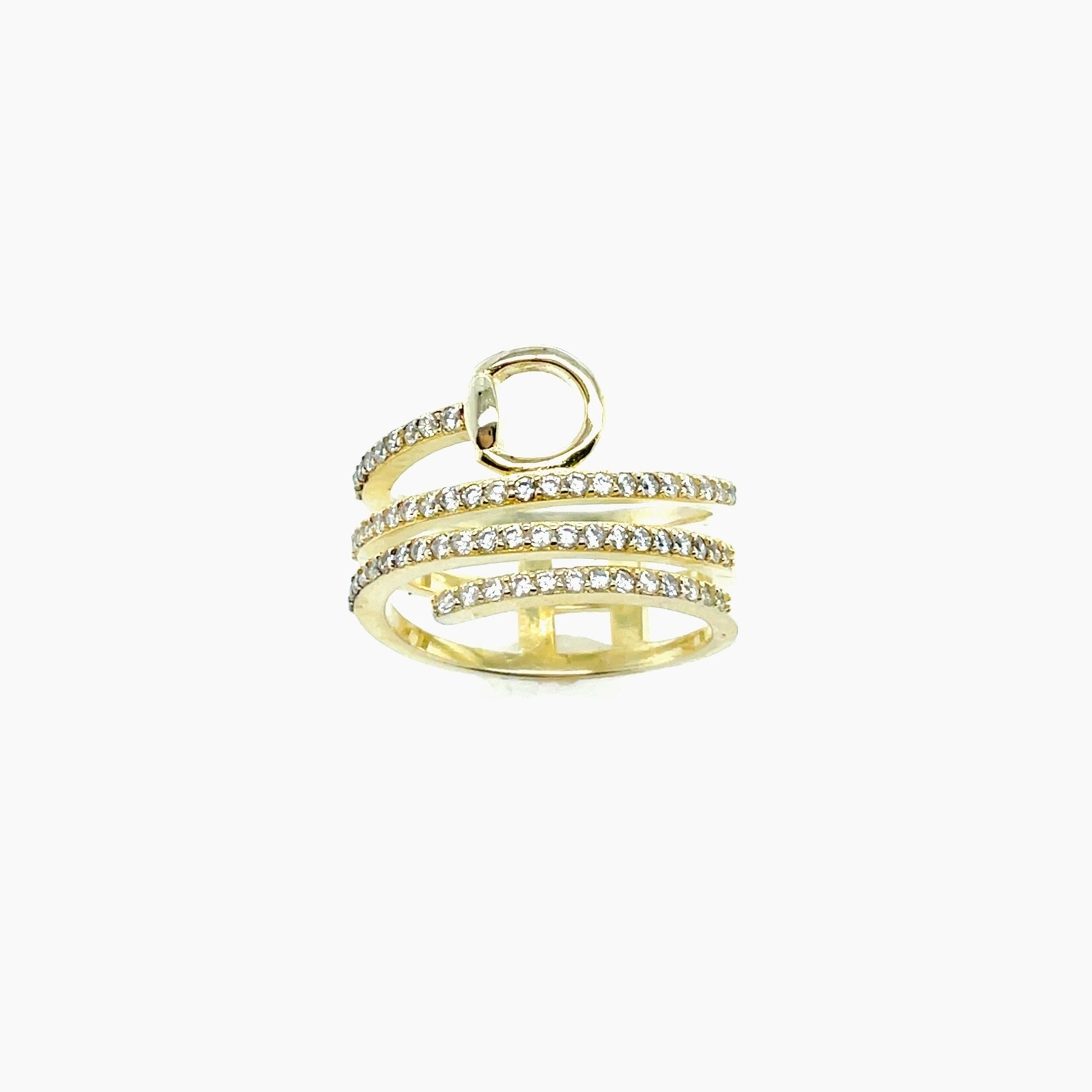 Silver Gold Plated CZ Layered Ring, Size 6.75