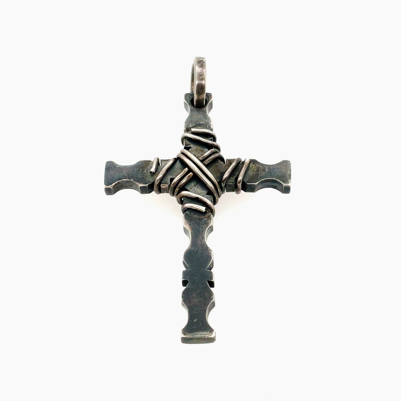Vintage Oxidized Silver Cross, 2.25"