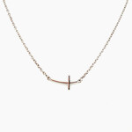 Silver Sideways Cross Necklace, 19"