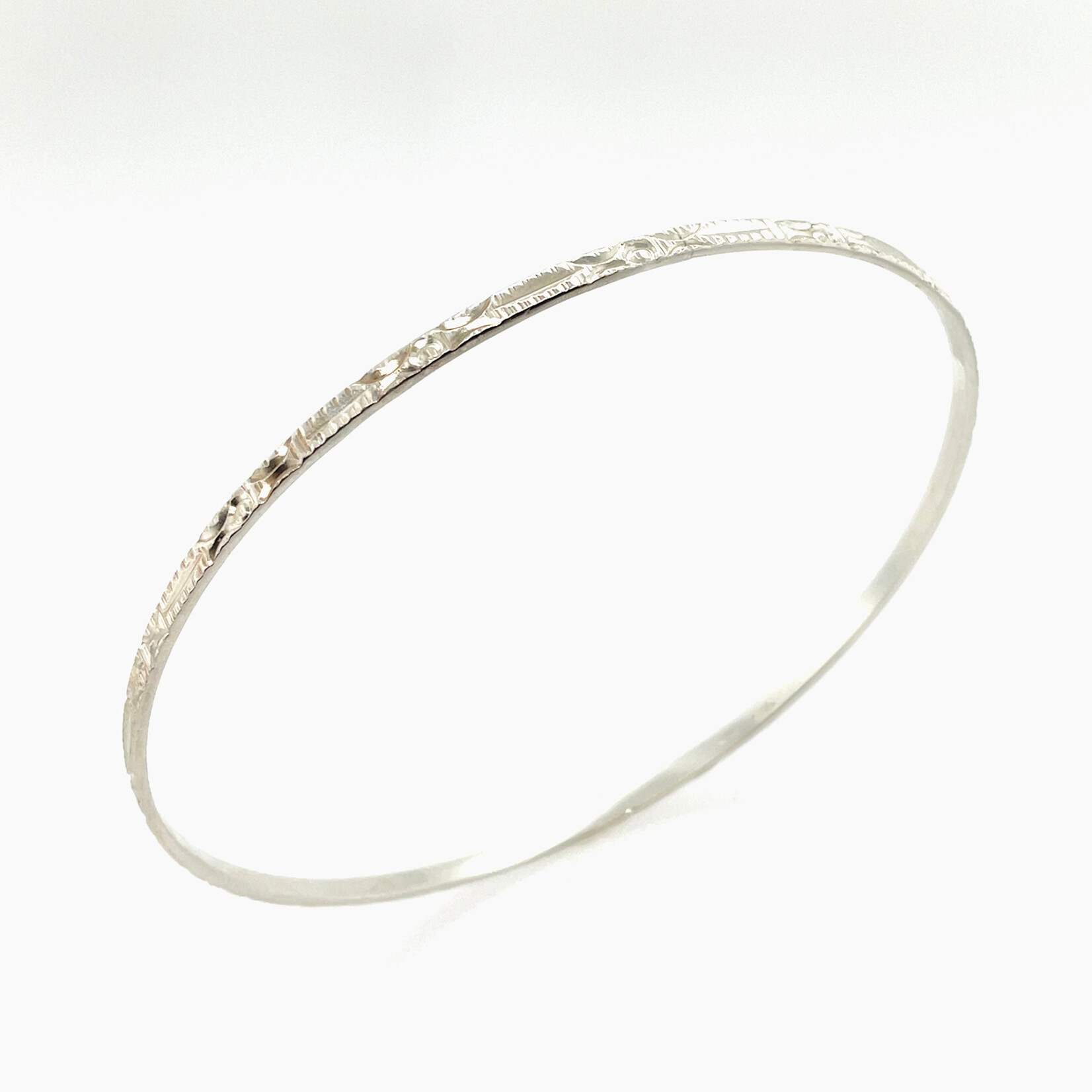 Silver Diamond Cut Bangle, Size M