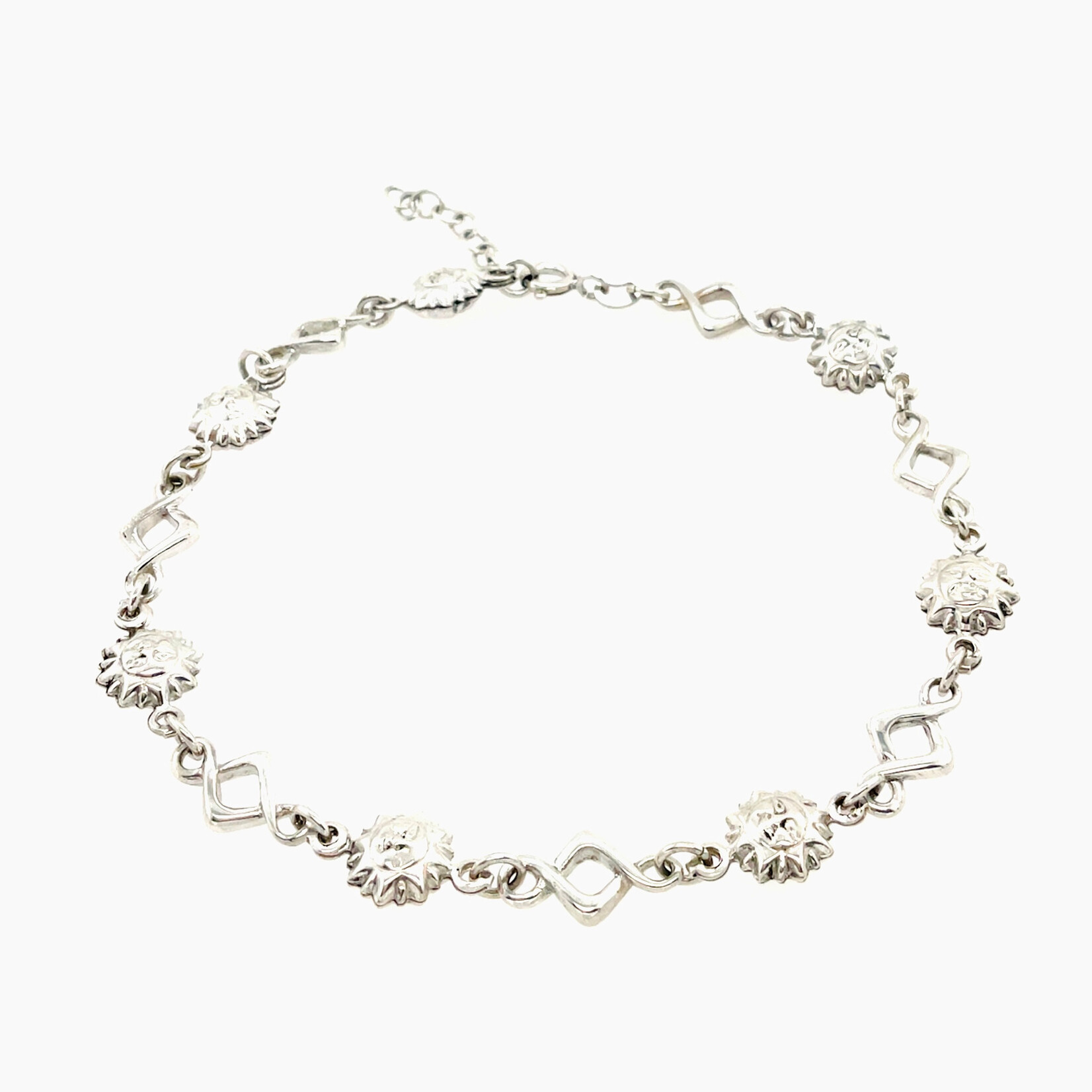 Silver Sun Anklet, 9.5"