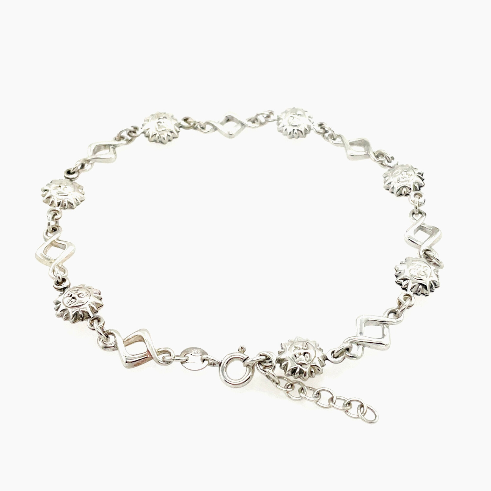 Silver Sun Anklet, 9.5"