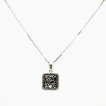Silver Square Pendant Necklace, 18"