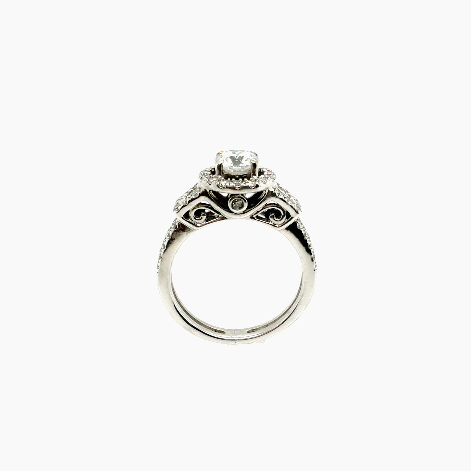 14KW  Fancy Halo Engagement Ring Size 5