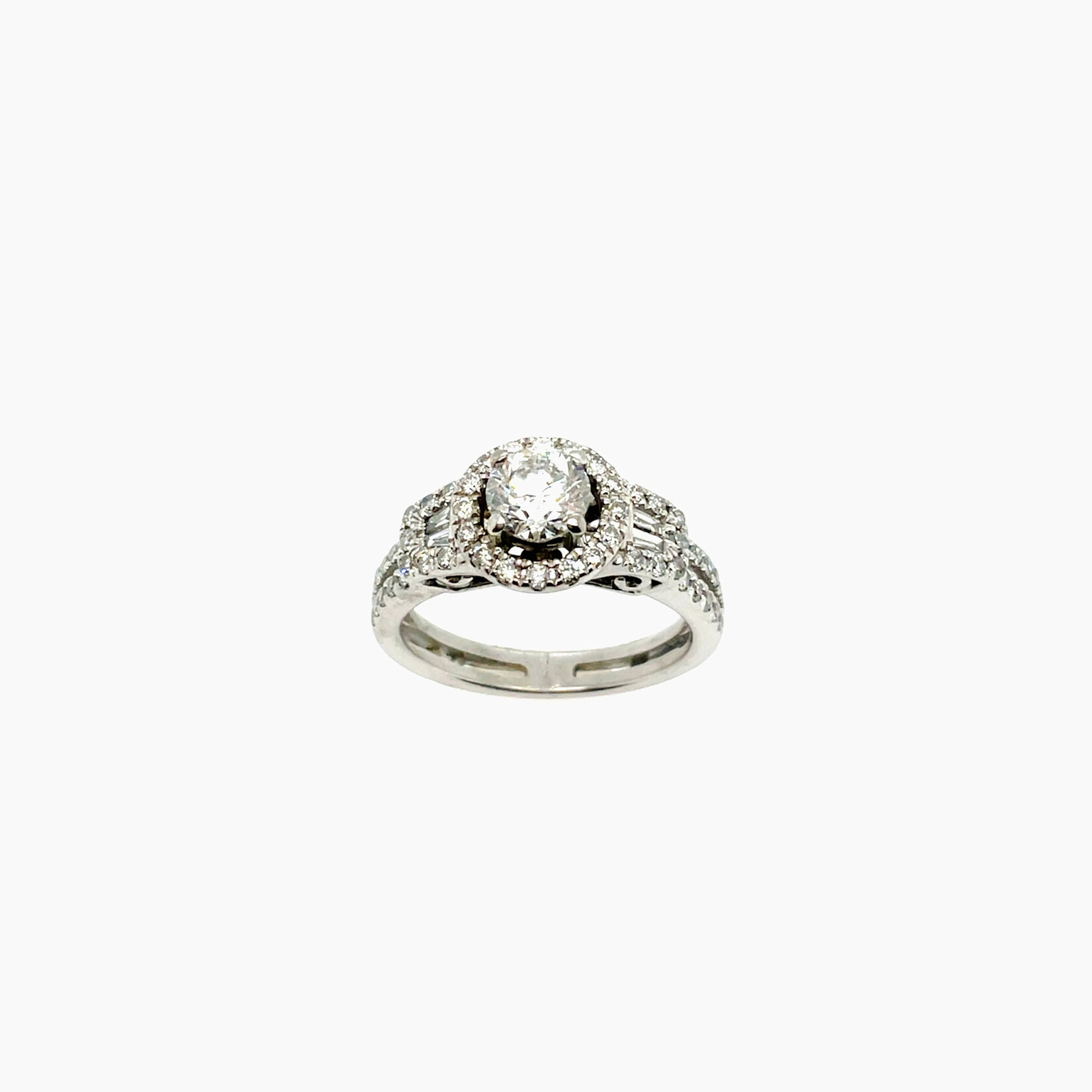 14KW  Fancy Halo Engagement Ring Size 5