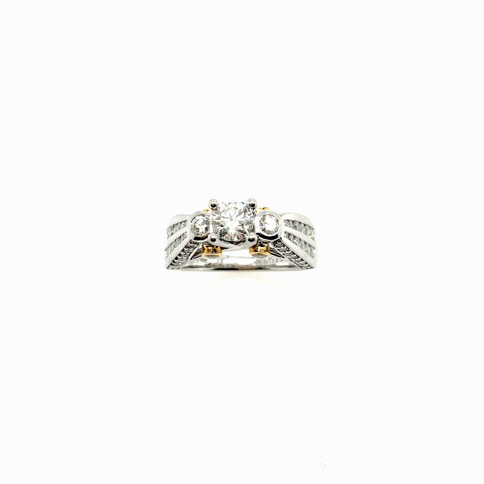 18KW  Fancy Two-tone Engagement Ring Size 7