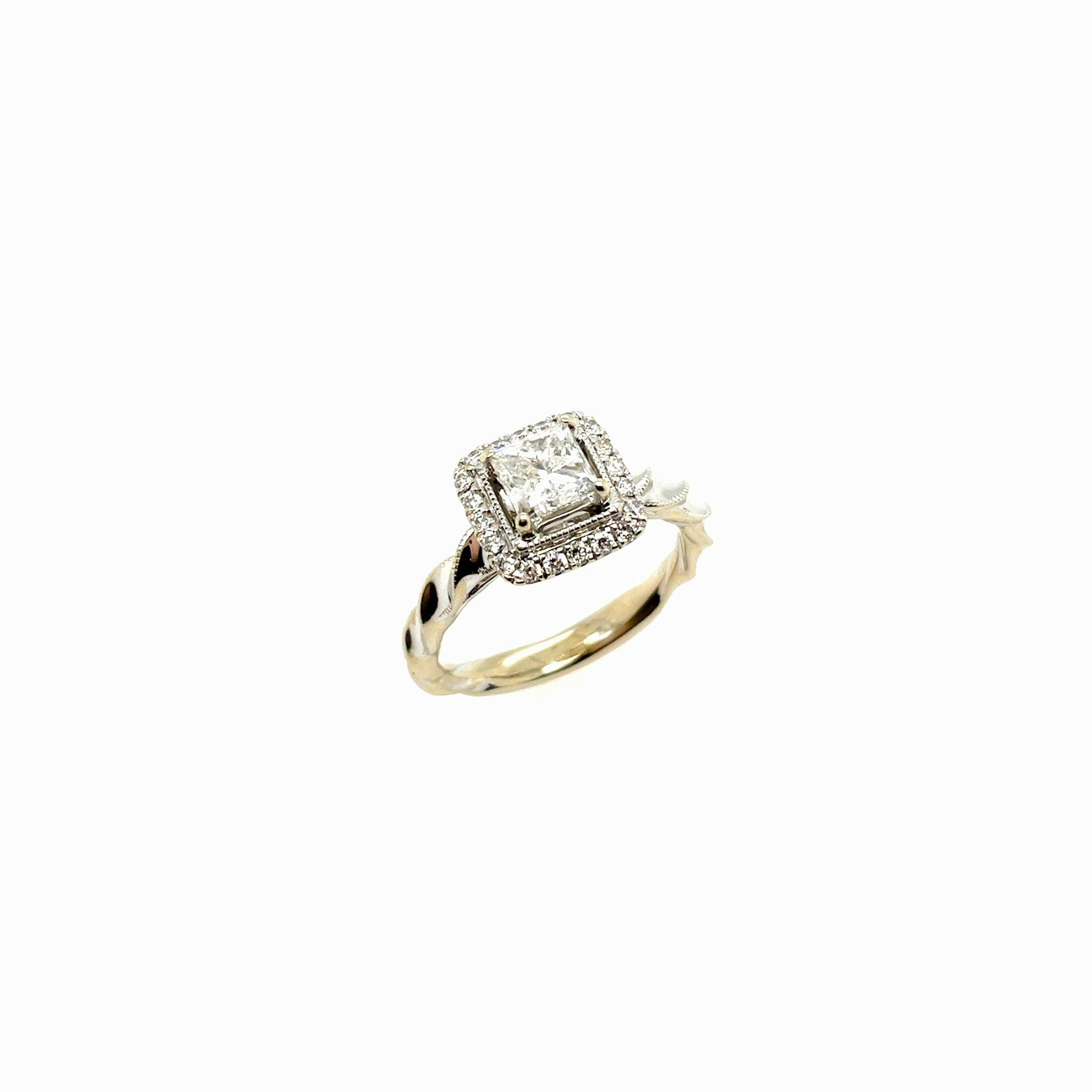 14KW Twisted Halo Engagement Ring Size 4.5