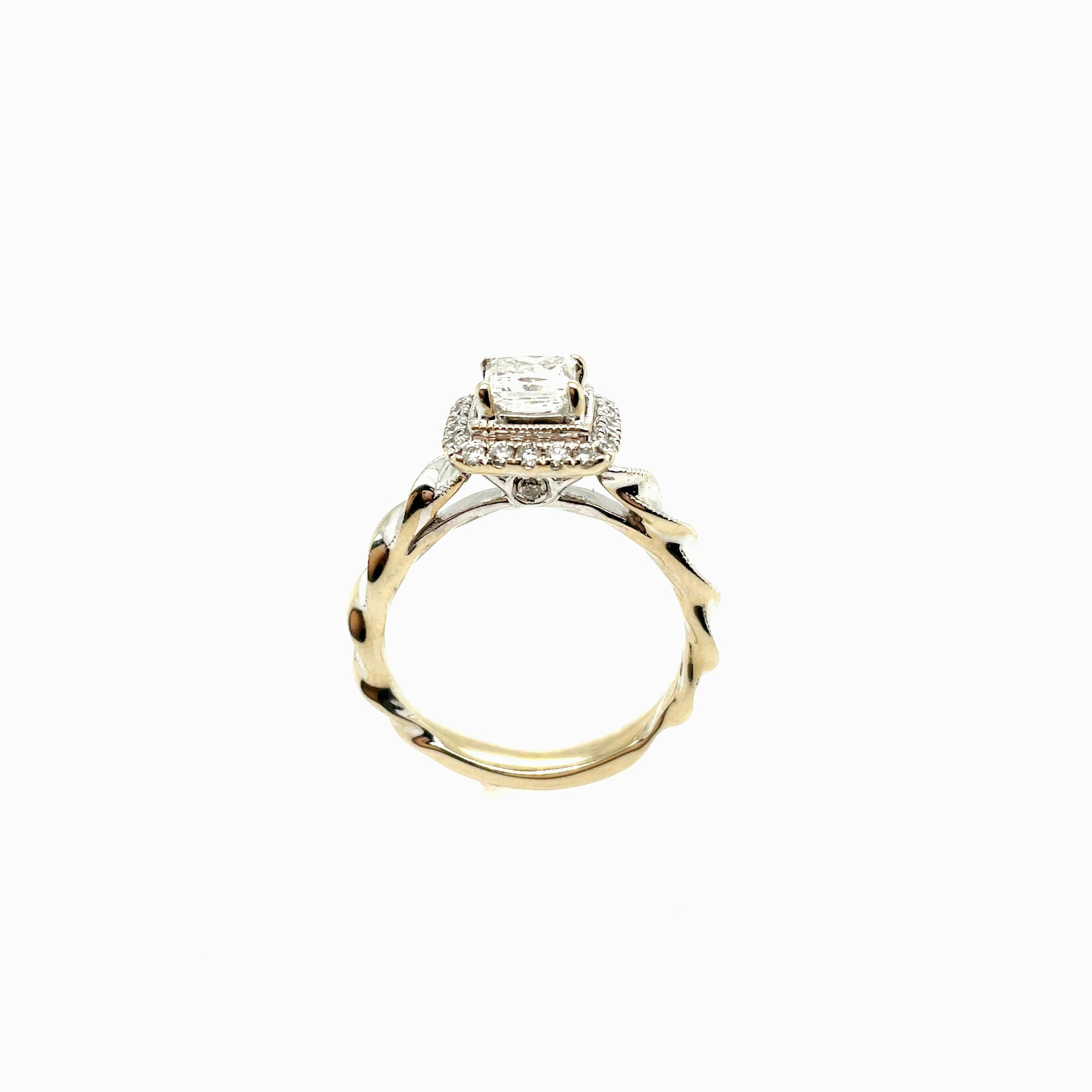 14KW Twisted Halo Engagement Ring Size 4.5