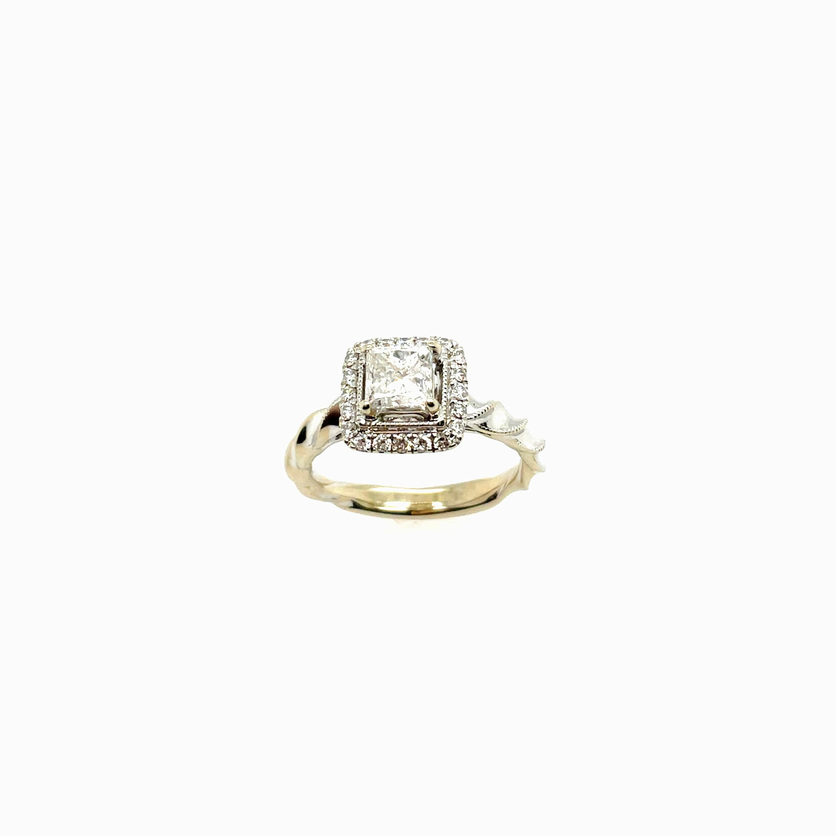 14KW Twisted Halo Engagement Ring Size 4.5